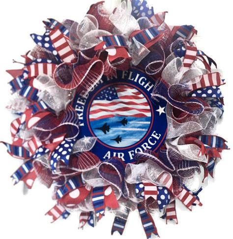 Patriotic Wreath For Front Door Air Force Memorial Day Th Etsy