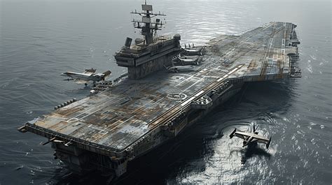 The Rear Side Of The Small Aircraft Carrier Background, Warship, Naval ...