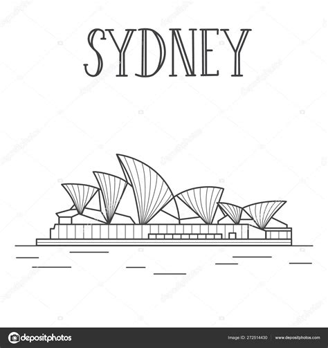 Sydney Opera House Line Art Illustration Stock Vector Image By Julija