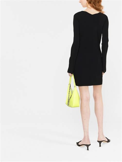 Helmut Lang Slit Detail Rib Knit Mini Dress Black Farfetch