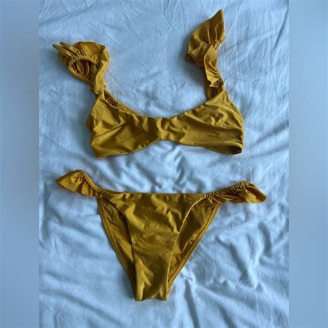 Zimmerman Yellow Two Piece Bikini With Ruffle Size Gem