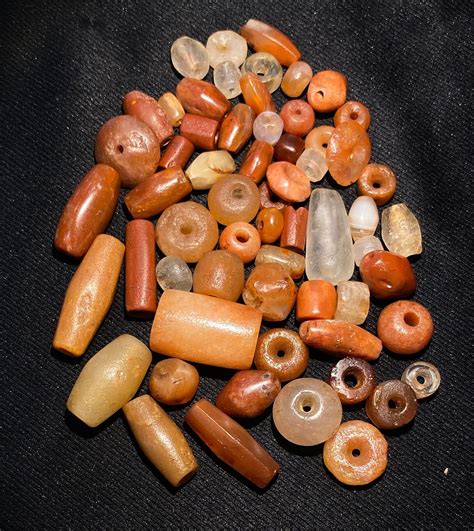 A Collection Antique African Himalayan Carnelian Agate Old Beads Strand