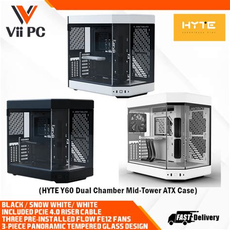 HYTE Y60 CASE Black Dual Chamber ATX Mid Tower Chassis BLACK,SNOW WHITE ...