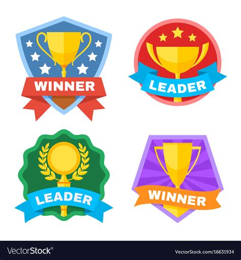 Achievement champ and contest logo set Royalty Free Vector