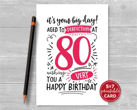 Printable 80th Birthday Card It S Your Big Day Aged To Etsy