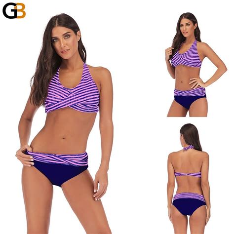 Plus Size Mid Waist Push Up Padded Striped Women Piece Bikini Set Artofit