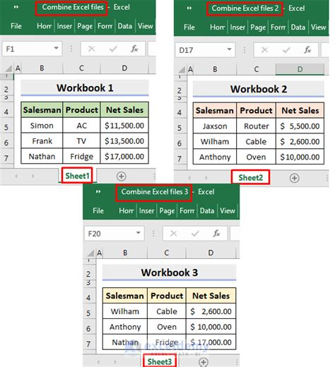 Combine Multiple Excel Files Into One Workbook With Separate Sheets