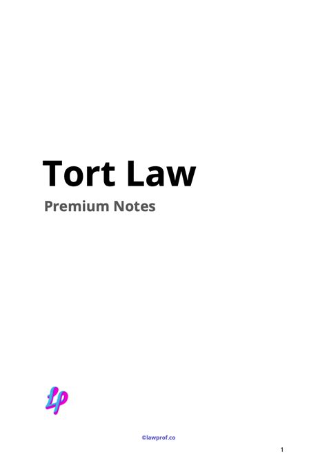 Tort Law Premium Notes