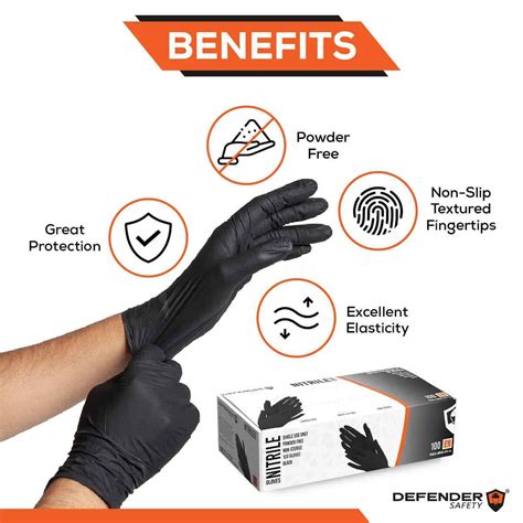 6 Mil Black Nitrile Gloves Heavy Duty Chemical Resistant Powder Fre