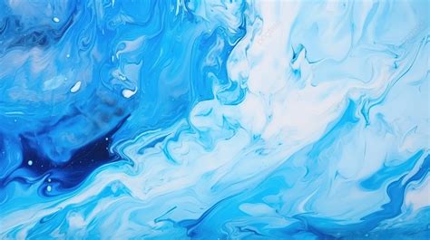 Abstract Aqua Art Mesmerizing Marbled Paint Texture In Shades Of Blue