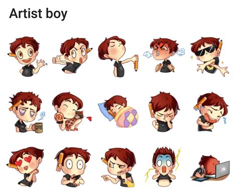 Artist Boy Telegram Sticker Set Stickers