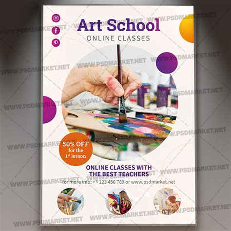 Download Art School Template - Flyer PSD | PSDmarket