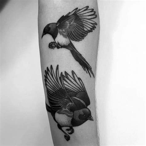 50 Magpie Tattoo Designs For Men Bird Ink Ideas Magpie Tattoo Arm