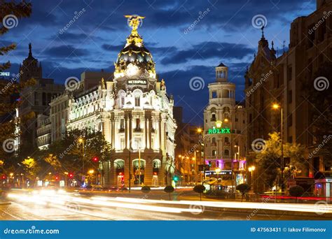 City Streets In Evening Madrid Spain Editorial Photo Image Of