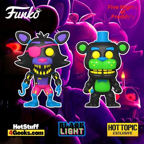 New Fnaf Foxy Freddy Fazbear Blacklight Funko Pops