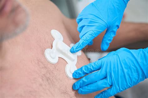 Man With Naked Torso Is Undergoing ECG Electrocardiography Procedure Stock Photo Image Of