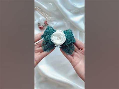 Процесс создания броши с кружевом фриволите и цветком из ткани💚# ...