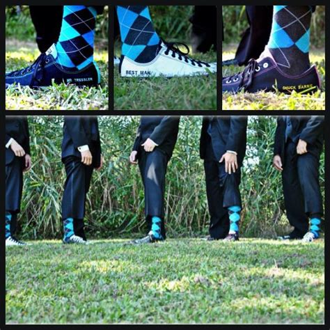 The groomsmen gifts- wild socks and matching Chuck Taylor's in our wedding colors :) Our Wedding ...