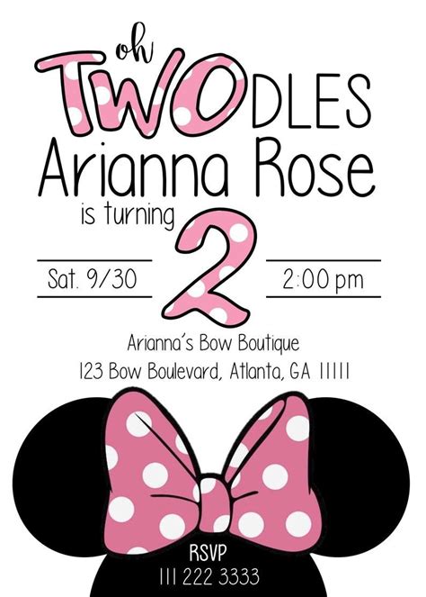 Minnie Mouse Oh Twodles Birthday Invitation Etsy Artofit