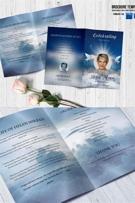 Heavenly Dove Funeral Program Template Memorial Program Template