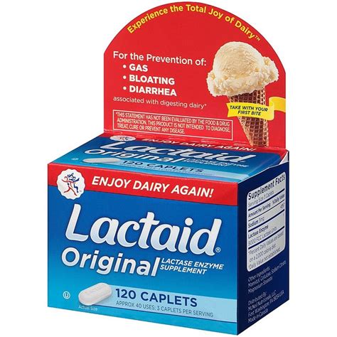 Lactaid® Original 120 Count Lactase Enzyme Supplement Caplets Bed