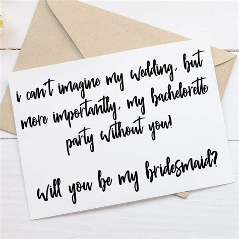 Funny Bridesmaid Proposal Card Will You Be My Bridesmaid Etsy