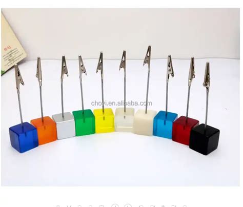 Customized Logo Cube Alligator Wire Resins Photo Clip Stand Memo Clip