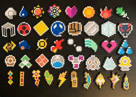 Perler Bead gym badges Pokémon Amino