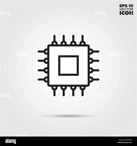 Microprocessor Line Icon Electronic Component Vector Symbol Stock