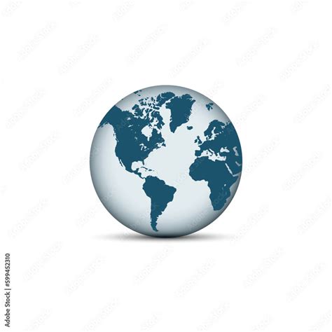 Earth Globe Icons Earth Hemispheres With Continents Vector World Map