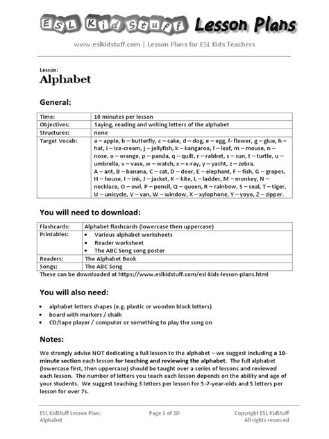 Alphabet Lesson Plan Alphabet Book English As A Second Or Foreign Language