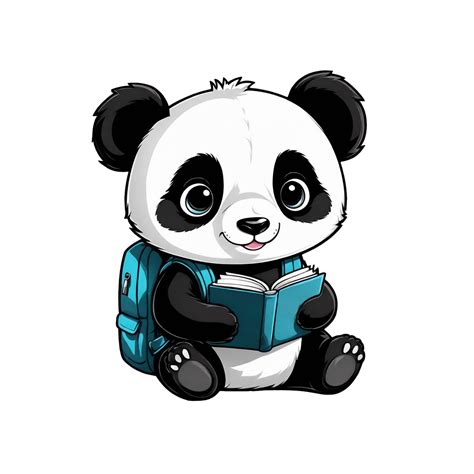 AI generated graphics of a cute panda bear with a book and a backpack ...