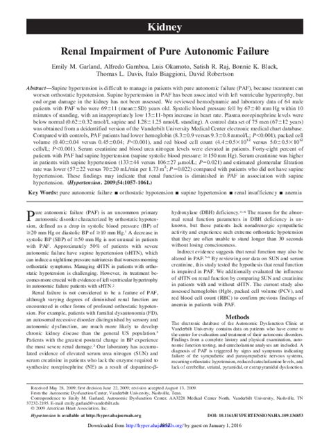 (PDF) Renal Impairment of Pure Autonomic Failure | Thomas Davis ...