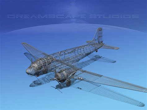 3d model dc-3 airliners douglas