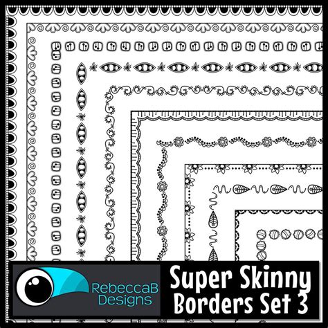 Super Skinny Borders Clip Art Set 3 Border Frames Clip Art Super