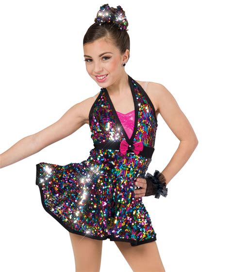 Black Rainbow Sequin Tween Dance Costume | A Wish Come True