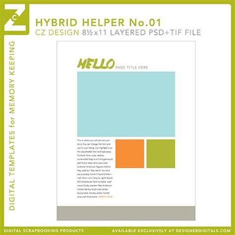 Hybrid Helper No Layered Template Digital Scrapbooking Templates