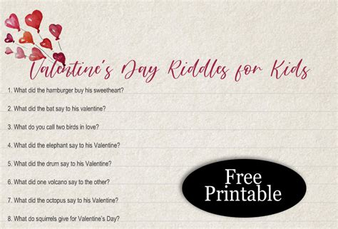 Free Printable Valentines Day Riddles For Kids