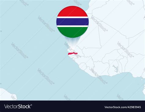 Africa With Selected Gambia Map And Gambia Flag Vector Image