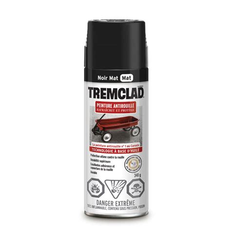 Peinture antirouille en aérosol Tremclad 340 g noir fini mat