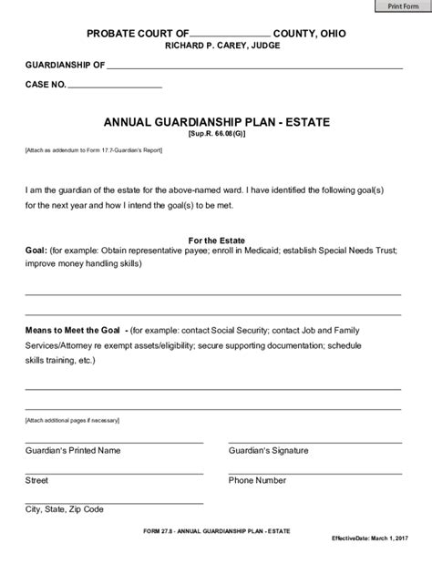 Fillable Online Probate Clarkcountyohio Gov Pdf 27ANNUAL GUARDIANSHIP