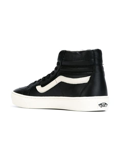 Vans Leather Hi-top Sneakers in Black for Men - Lyst