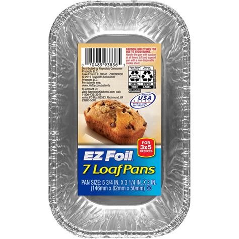 Hefty Ez Aluminum Foil Mini Loaf Ct No Lid Walmart