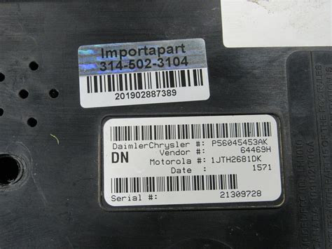 01 03 Dodge Durango Central Timing Module CTM BCM Alarm Control