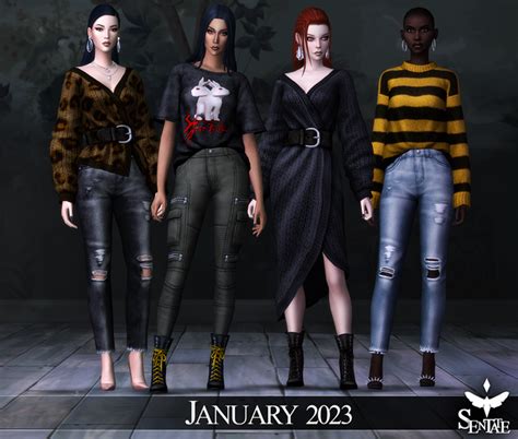 January 2023 Collection Sentate On Patreon In 2023 Sims 4 Clothing