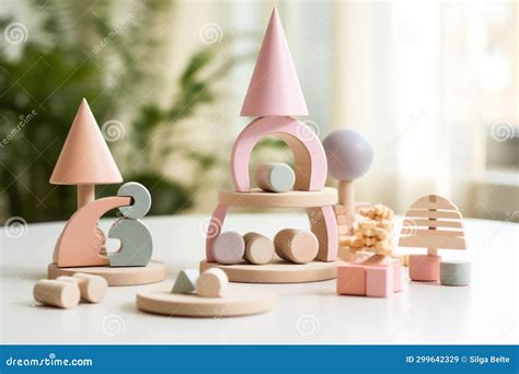 Soft Color Wooden Construction Blocks Shapes Cones For Building A