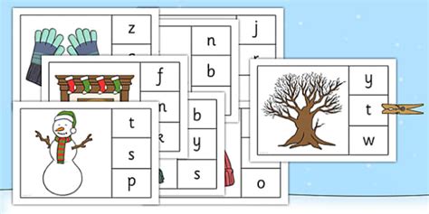 Initial Sounds Winter Peg Matching Game Teacher Made