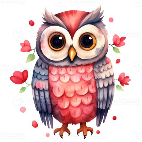 Aquarell süß kawaii Eule Valentinstag Clip Art Illustration ai