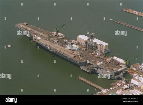 Aerial Port Quarter View Of The Nuclear Powered Aircraft Carrier Uss