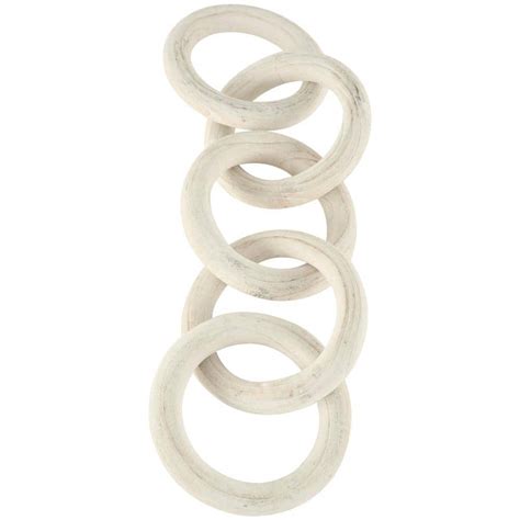 Litton Lane White Wood Link Chain Sculpture With Natural Wood Grain